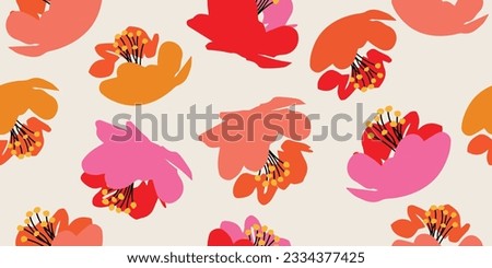 Hand drawn flowers, seamless patterns with floral for fabric, textiles, clothing, wrapping paper, cover, banner, interior decor, abstract backgrounds.