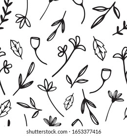 Hand drawn flowers seamless repeat vector pattern for wrapping paper,print and fabrics.