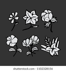 Hand drawn flowers set