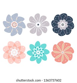 Hand drawn flowers set vector illustration 