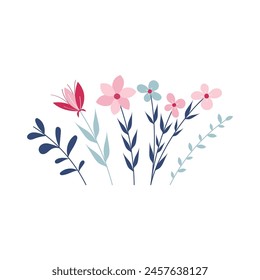 Conjunto de flores dibujadas a mano Diseño de Vector.