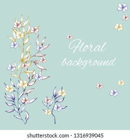 Hand drawn flowers. Spring contour flowers for decoration of festivities on paper,postcards, felicitation. Vector illustration