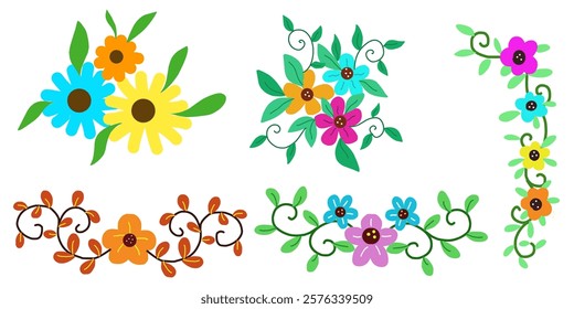 hand drawn flowers Spring for creative, decorative, and artistic design projects, floral bouquets, flower compositions, Beautiful romantic flower collection