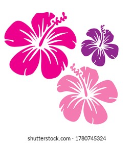 Hand drawn flowers in three different colors 