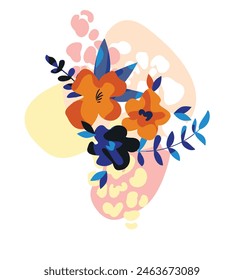 Hand drawn flowers trend print fashion vector illustration