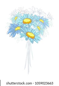 Hand Drawn Flowers Vector Illustration, Daisies from the field.  
