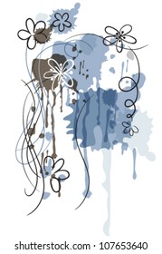 Hand drawn flowers. Vector illustration.