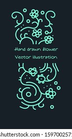 Hand drawn flowers, vector illustration, vector template for design t-shirts, graphics, posters, flags, flyer, business card.