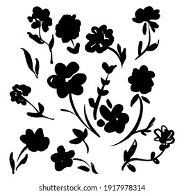 Hand Drawn Flowers vector illustration ink