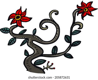 Hand drawn flowers, vector illustration 