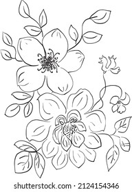 Hand drawn flowers. Vector illustration.