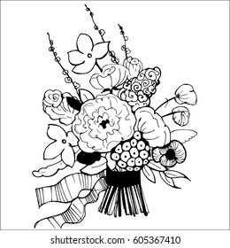 Hand drawn flowers. Vector illustration.