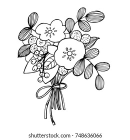 Hand drawn flowers. Vector illustration.