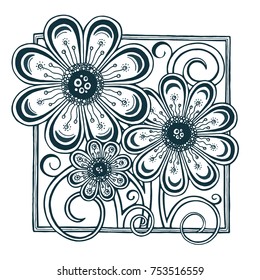 Hand drawn flowers vector illustration.
Greeting card design element.