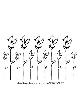 Hand drawn flowers vector ilustration isolated on white background.