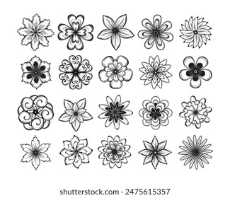 Hand Drawn Flowers Vector Set