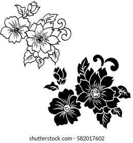 Hand drawn flowers vector set
