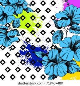 Hand drawn flowers vector. Unusual beautiful flowers graphics