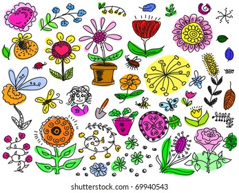 Hand drawn flowers Vector. Visit my portfolio for big collection of doodles