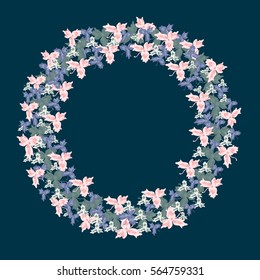 Hand drawn flowers wreath. Cute, colorful vector flowers for postcard and poster modern design. Flower calligraphy, hand drawn style backgrounds. 