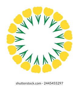 Hand drawn flowers wreath. Elegant floral circle with place for text. Spring simple minimalist bright design. Design for invitation,info, sale or greeting cards.