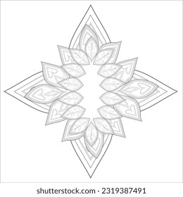 Hand drawn flowers in zentangle style for t-shirt design or tattoo and coloring book