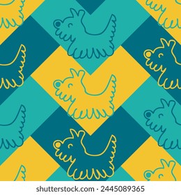 Hand drawn fluffy puppy seamless pattern. Perfect print for tee, paper, textile and fabric. Doodle vector illustration for decor and design.
