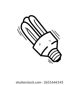 Hand Drawn Fluorescent Lamp Illustration. Doodle Vector. Isolated on White Background - EPS 10 Vector