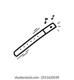 Hand Drawn Flute Illustration. Doodle Vector. Isolated on White Background - EPS 10 Vector