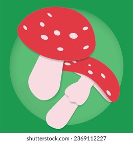 Hand drawn fly agaric fly agaric in cartoon style paper sketch for posters, recipes, culinary design, labels, tags, greeting cards, books, print. Vector illustration of Amanita Muscaria color icon