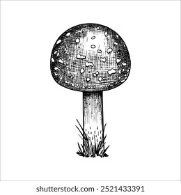 Mosca desenhada à mão agárica. Ilustração vetorial