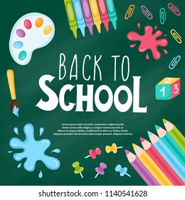 Hand drawn flyers template for school products. Doodle back to school background. Printed materials for brochures, folder, flyers, banners, leaflet.