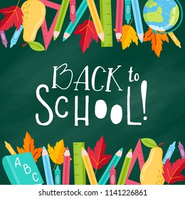 Hand drawn flyers template for school products. Doodle back to school background. Printed materials for brochures, folder, flyers, banners, leaflet.