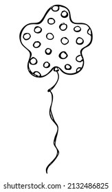 Hand drawn flying balloon illustration isolated on a white background. Birthday party balloon doodle. Holiday clipart.