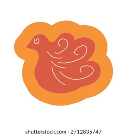 Handgezeichnete, fliegende, vogelförmige Lebkuchenkekse, Element der Winterfestdekoration. Einfache Kritzelform Freihand, Vektorsymbol einzeln auf weißem Hintergrund