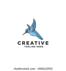 
hand drawn flying bird. Vector illustration logo
