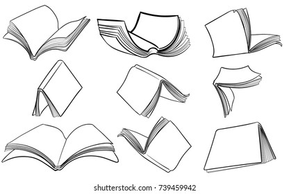 hand drawn flying books in vector