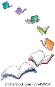 hand drawn flying books in vector