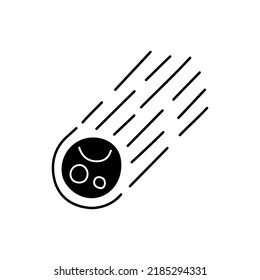 Hand drawn flying comet icon isolated on white background. Vector doodle illustration.