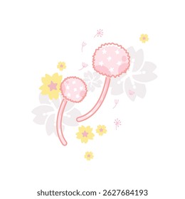 hand drawn of flying dandelion tattoo design