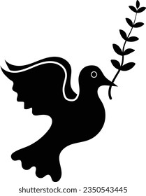 Hand Drawn Flying Dove, Bird Symbol Icon