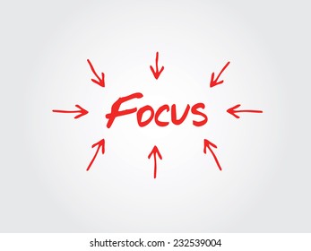 Hand drawn Focus arrows directions for diagram, chart shapes vector concept