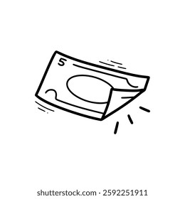 Hand Drawn Folded Money Illustration. Doodle Vector. Isolated on White Background - EPS 10 Vector