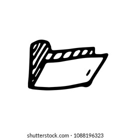 Hand drawn folder doodle icon. Hand drawn black sketch. Sign symbol. Decoration element. White background. Isolated. Flat design. Vector cartoon illustration.
