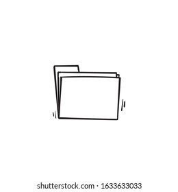 hand drawn folder icon illustration doodle line style