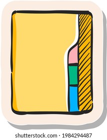 Icono de carpeta dibujada a mano en ilustración vectorial de estilo de pegatina