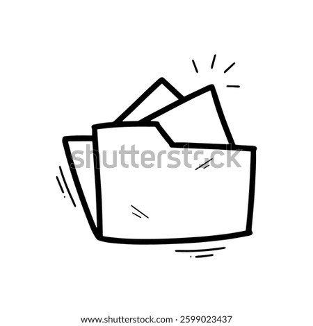 Hand Drawn Folder Illustration. Doodle Vector. Isolated on White Background - EPS 10 Vector