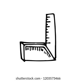 Hand drawn folding ruler doodle. Sketch style icon. Decoration element. Isolated on white background. Flat design. Vector illustration.