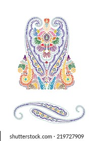Hand drawn folk design elements with paisley motif.