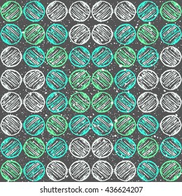 Hand drawn folk ethnic ornamented seamless pattern with thick inked lines.
